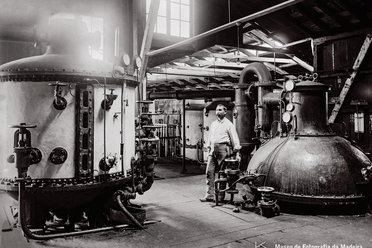 Interior of a sugarcane brandy factory (mill)