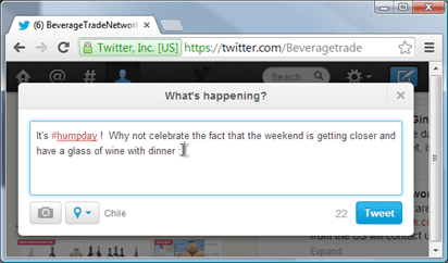 hashtag use for winery in twitter